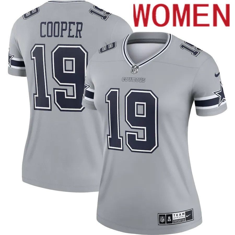 Women Dallas Cowboys #19 Amari Cooper Nike Gray Inverted Legend NFL Jersey->women nfl jersey->Women Jersey